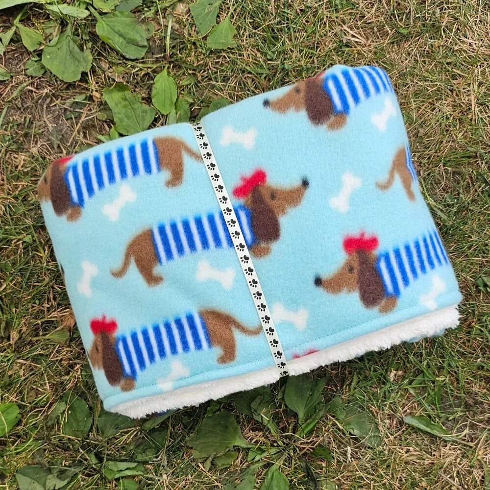 NEW Fleece Blanket + LARGE Bone Pillow Set | Baby Puppy Dog Toy | Photo Props